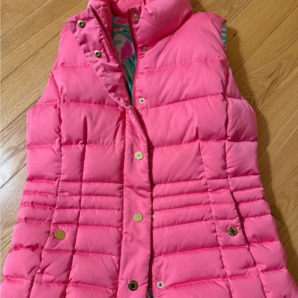 Lilly Pulitzer Bright Pink Puffer Vest